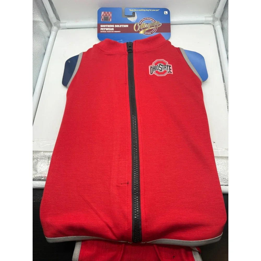 Pets First NCAA Ohio State Buckeyes Dog Anxiety Vest Calming Shirt Red Large L